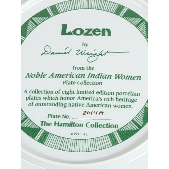 Lozen Noble American Indian Women Year 1991 Porcelain 8 1/2" Wall Decor Plate - Picture 10 of 11